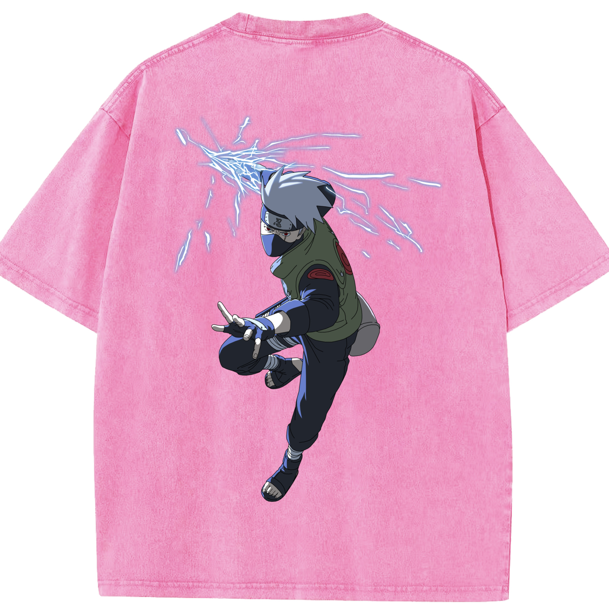 （画像用） NARUTO -ナルト- はたけ カカシ Hatake Kakashi 綿100% ヴィンテージ風 半袖Tシャツ（背面プリント）